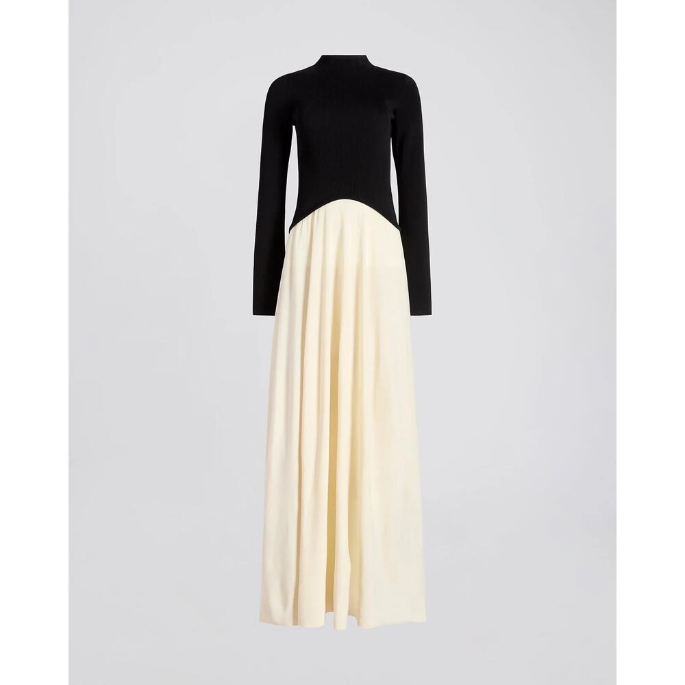 NWT Solid & Striped Soglio Dress Knit Black Cream Ecru Noir Small S - Picture 3 of 6